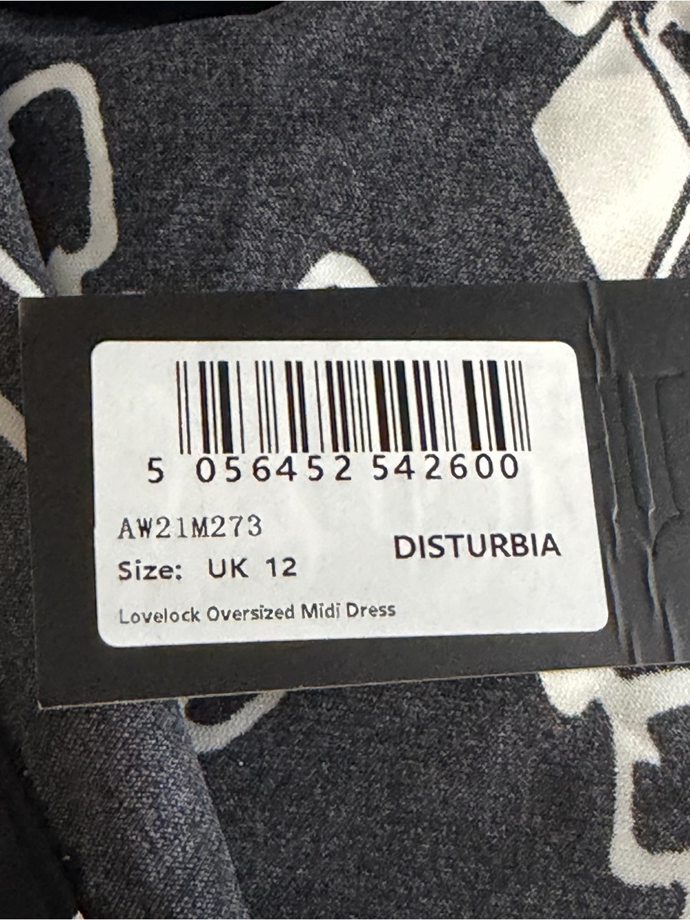 Disturbia | Lovelock Black White Chain Print Button Oversized Midi Dress New - Picture 10 of 10